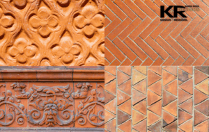 Four tile designs made of clay and terracotta material show how these elements can add natural color to your Kansas City kitchen.